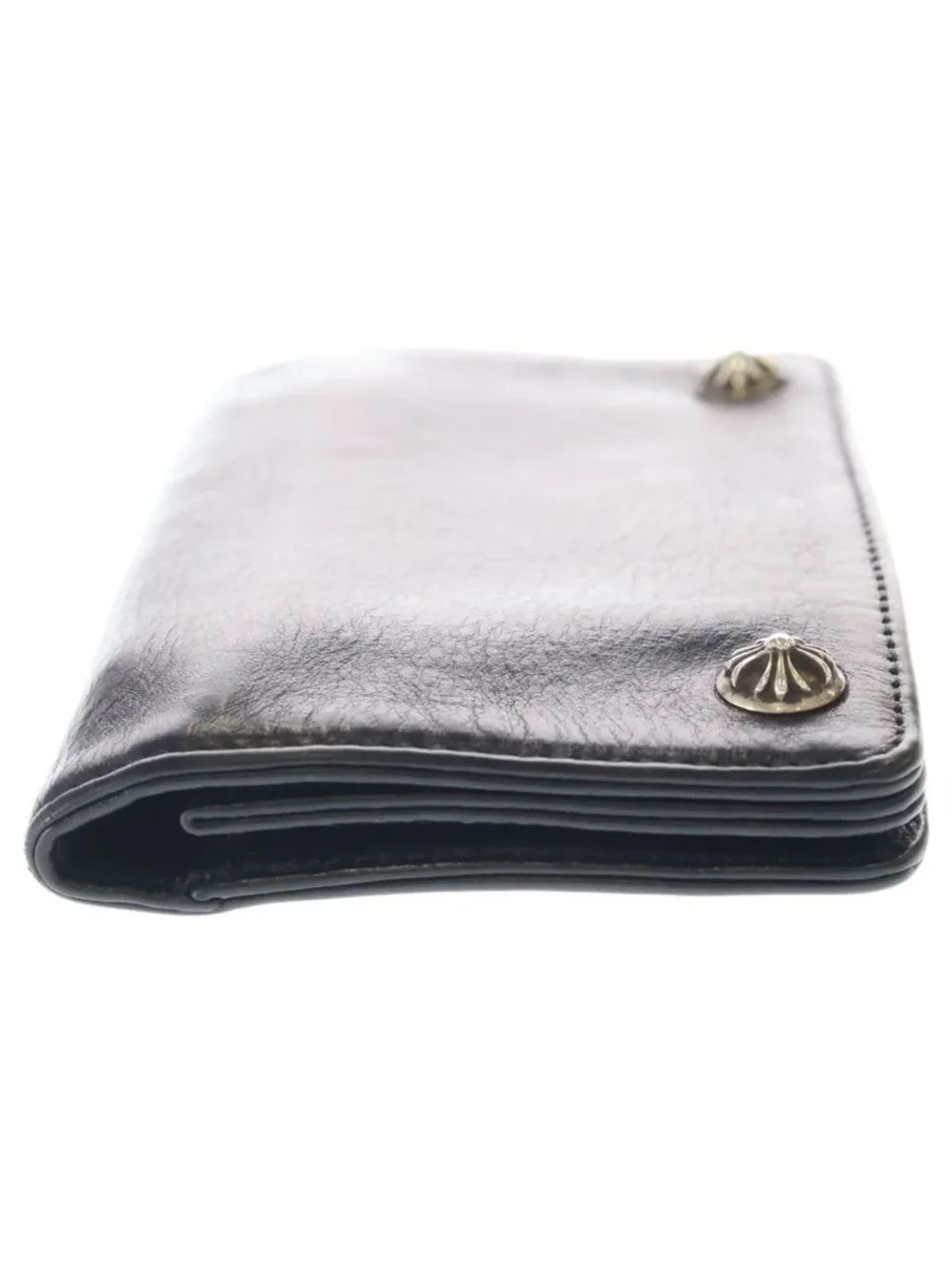 Chrome Hearts Cross Ball Button Leather Wallet Black